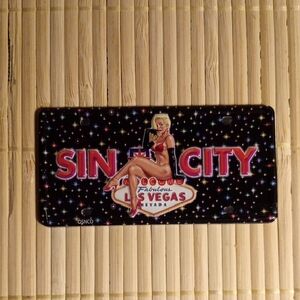 NWT Sin City Las Vegas Souvenir Starry Decorative Mini License Plt Metal Magnet